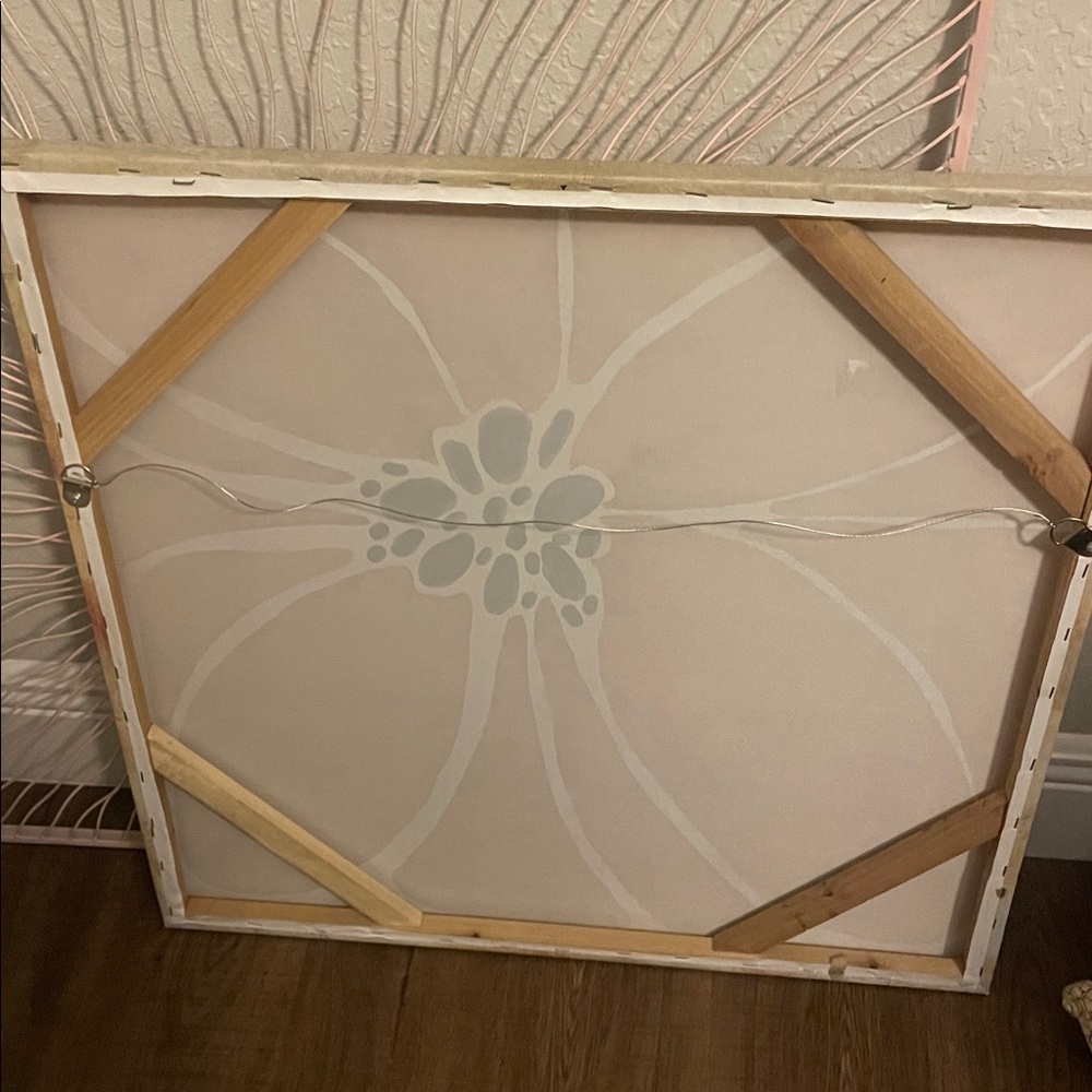 Large Orange Floral Canvas Art - Picture 4 of 4